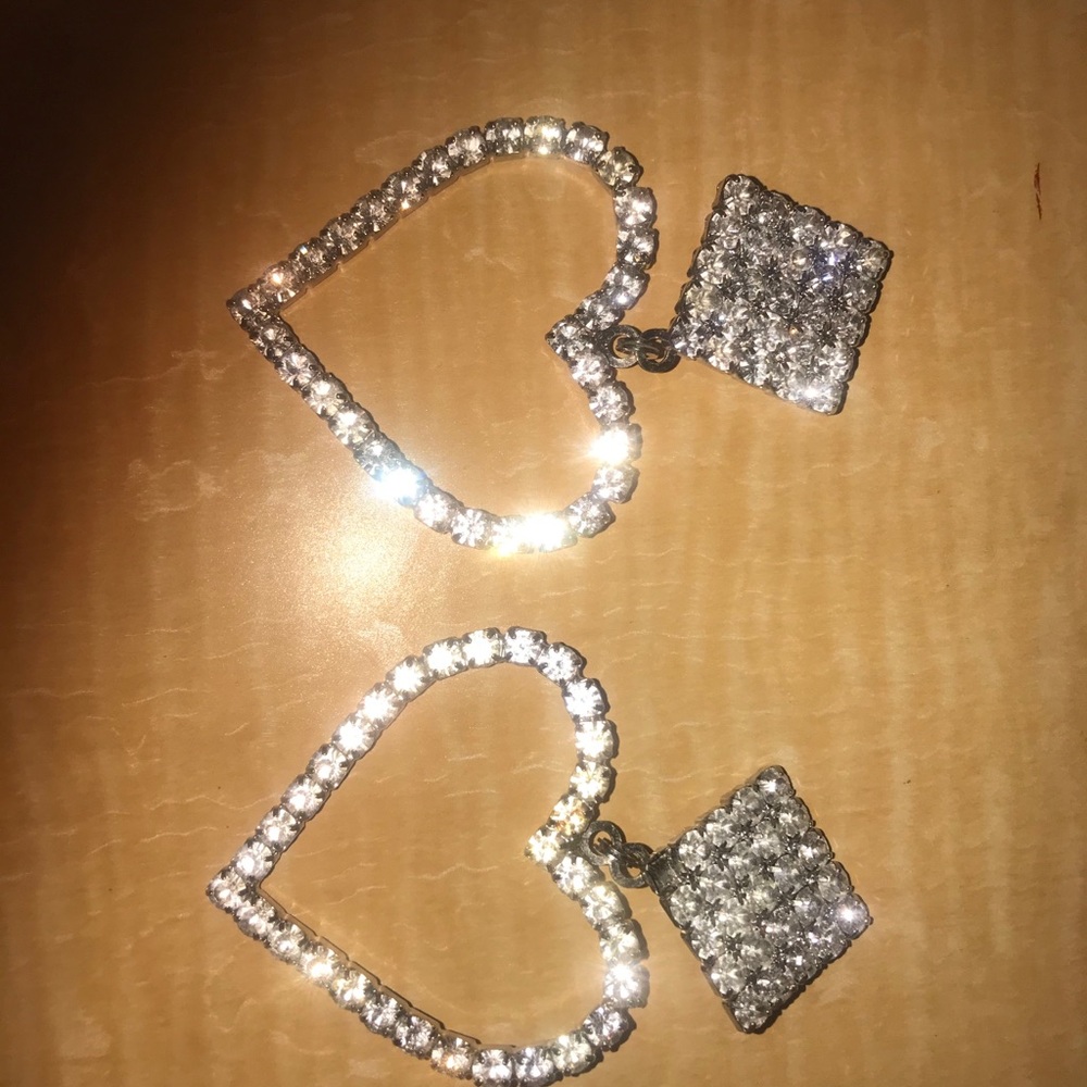 Alessandra Rich Crystal Heart Earrings